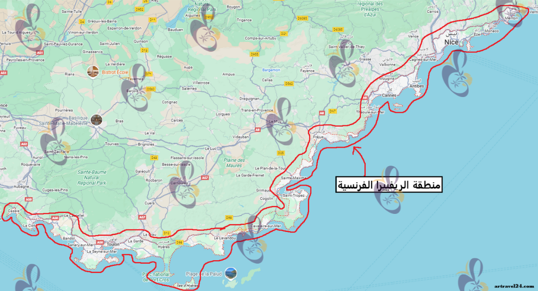 خريطة توضح موقع جبل ميشيل وطريقة الوصول اليه